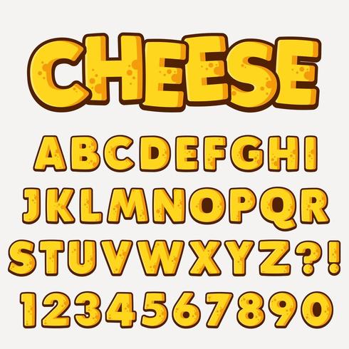 Conjunto de alfabeto de design de estilo de queijo vetor