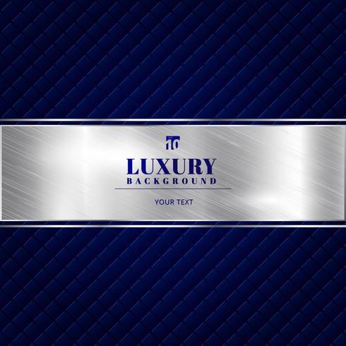 Fundo de convite azul de luxo com um padrão de quadrados de textura e banner de fita de prata. vetor
