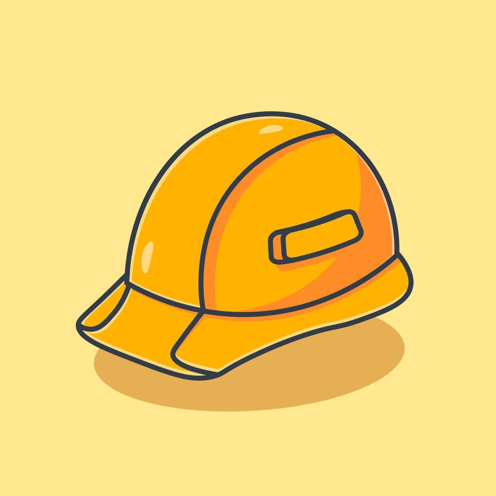 ilustração de ícone de vetor de desenho de capacete de construção de plástico