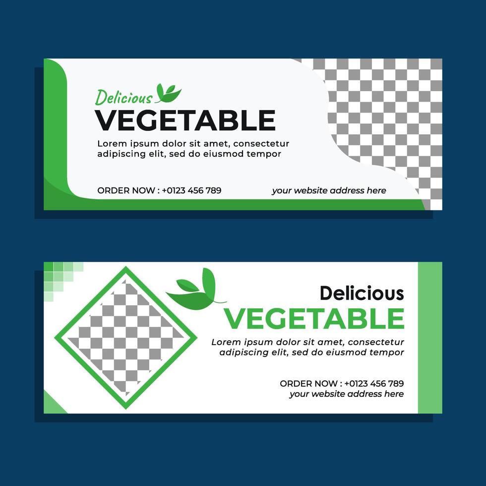 gráfico de vetor de web banner design com esquema de cores verde e branco. perfeito para promoção de produtos vegetais ou agricultores