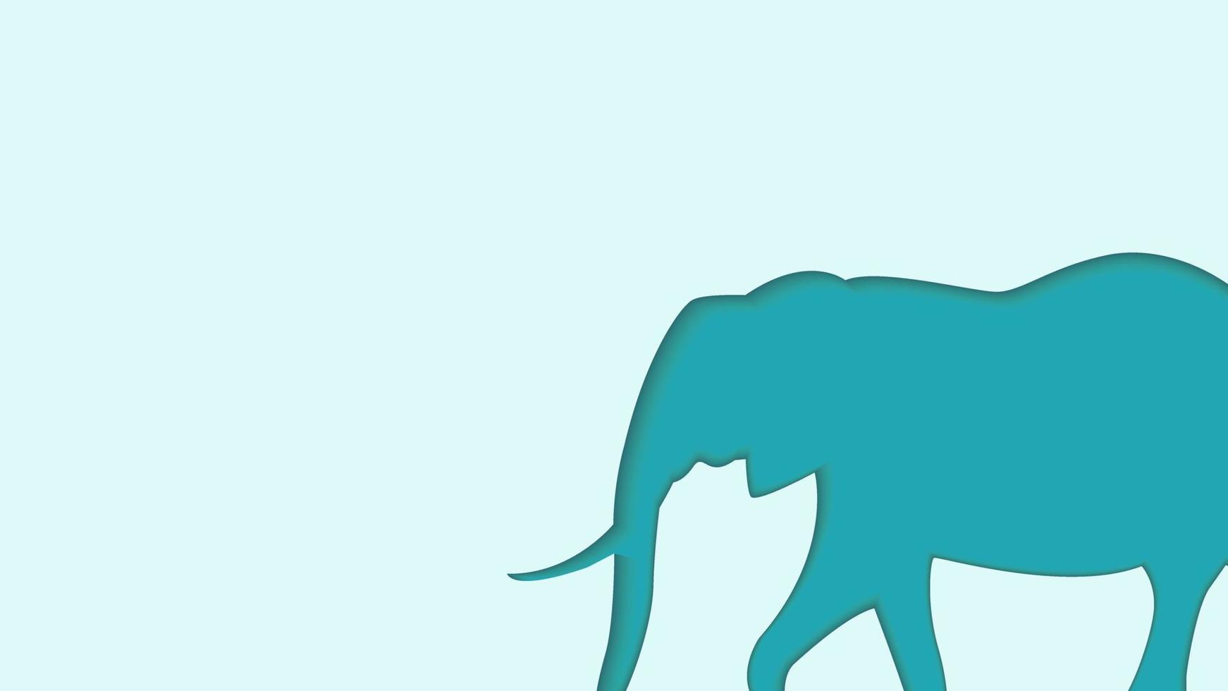gráfico de vetor de ilustração animal elefante com esquema de cores azul e usando papel cortado estilo. ilustração de animais de fundo
