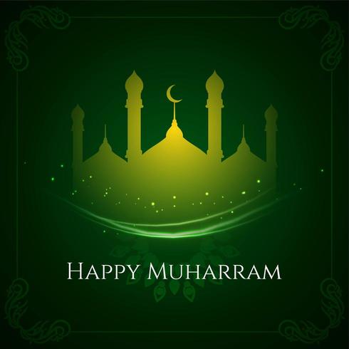 Feliz Muharram verde Mesquita de fundo vetor