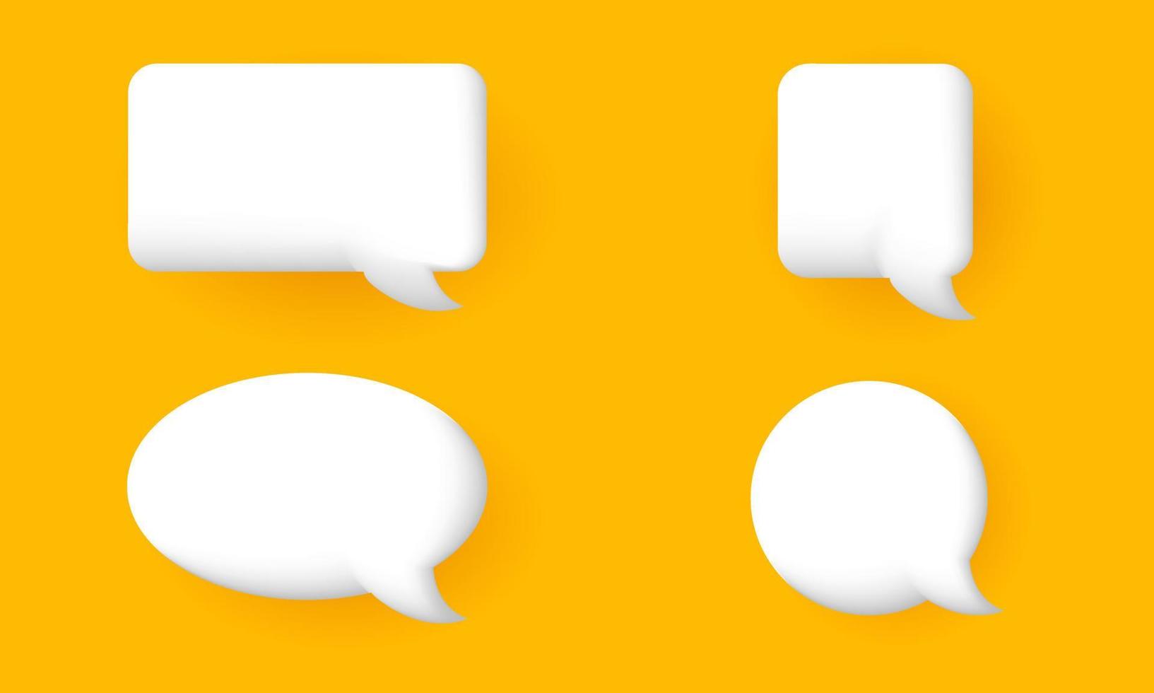 3d definir quatro ícones vetoriais de design de bolha de fala vetor