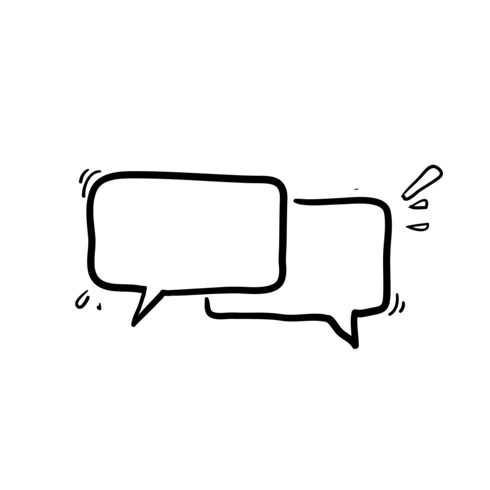 falar ícone de fala de bolha com estilo doodle desenhado à mão vetor