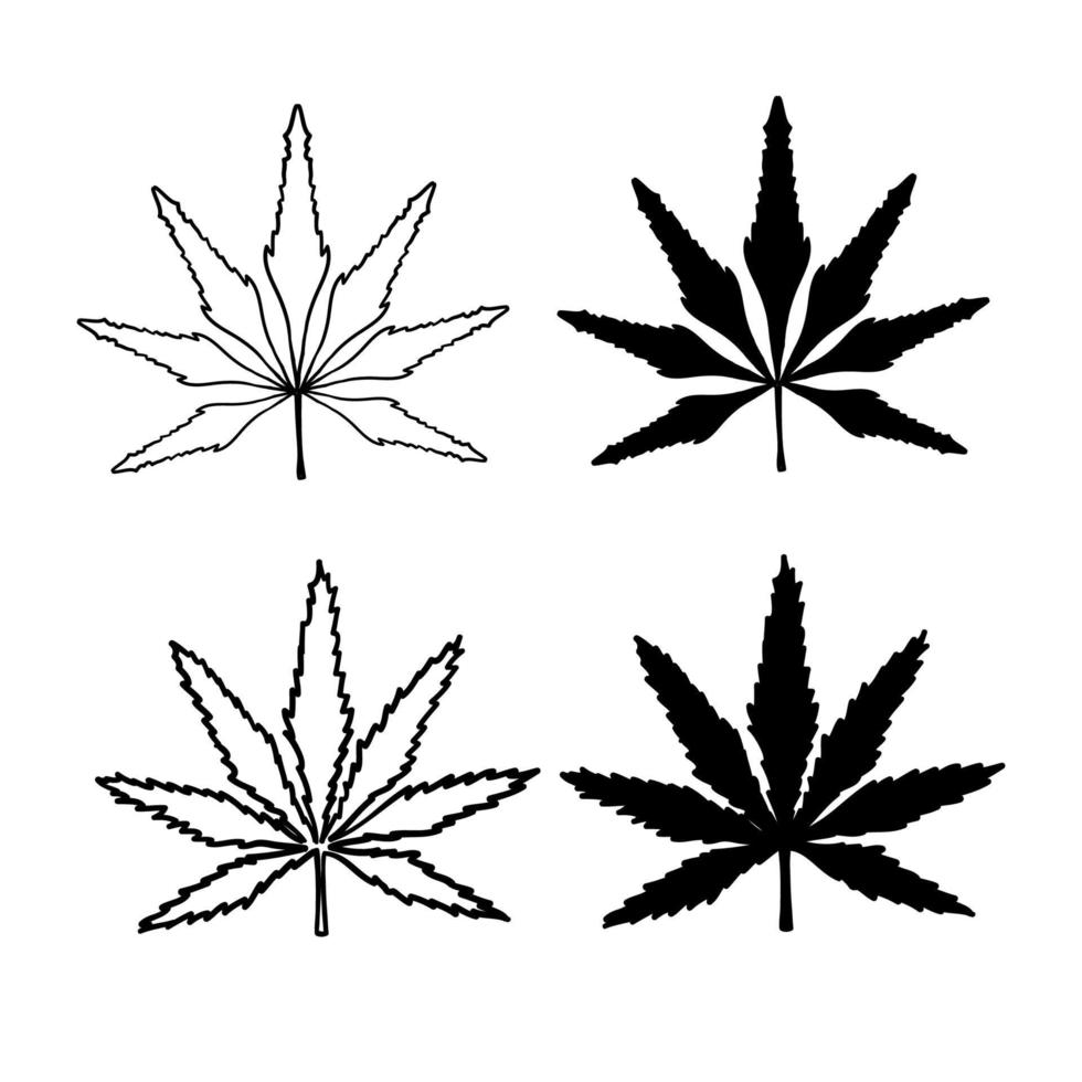 ilustração de folha de cannabis doodle desenhado à mão isolada vetor