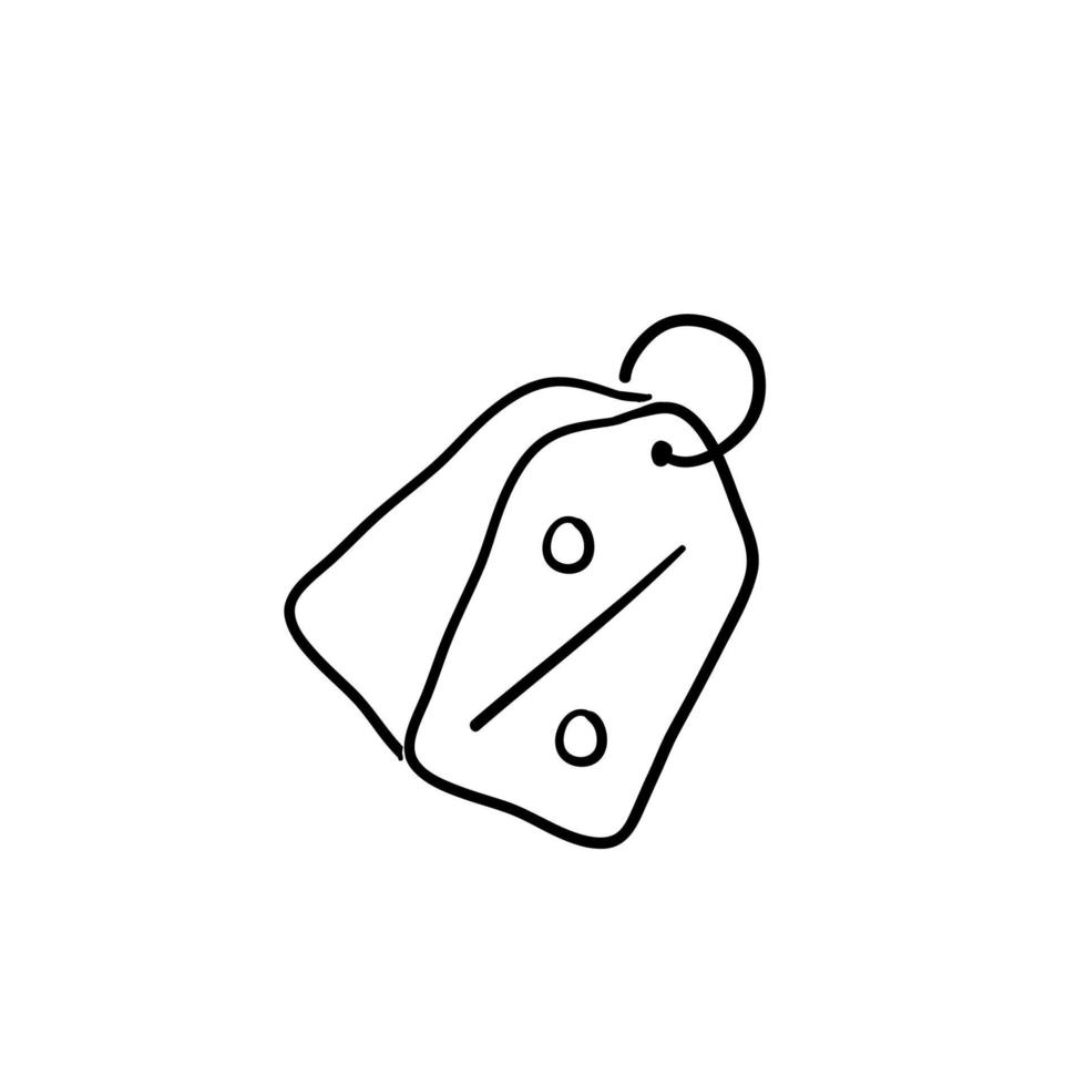 ícone de linha de etiquetas de compras. sinal de oferta especial. símbolo de cupons de desconto. vetor de estilo doodle desenhado à mão