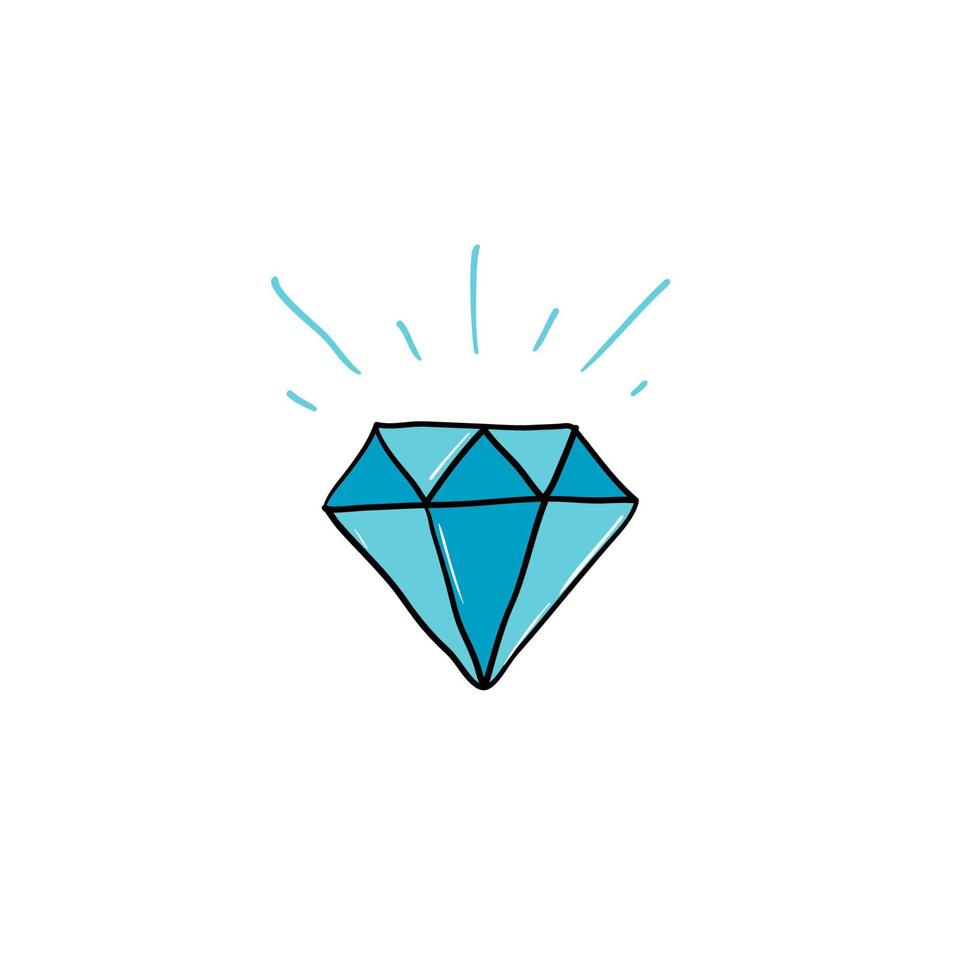 vetor de ilustração de diamante doodle com vetor de estilo de desenho animado desenhado à mão