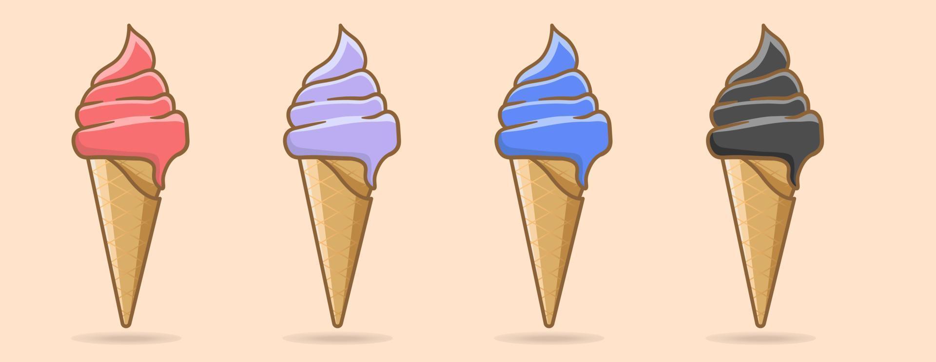 vetor de estilo de conjunto de sorvete colorido
