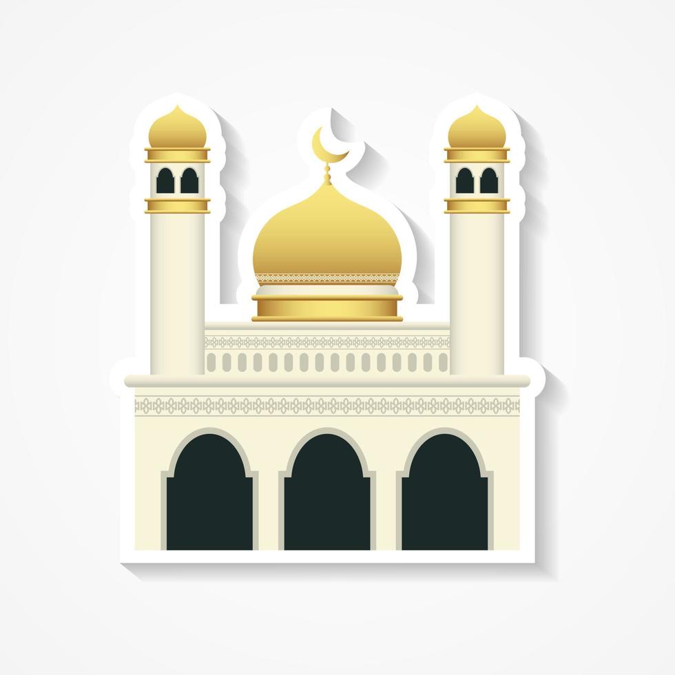 um modelo de adesivo com construção de mesquita isolada. - vetor. vetor