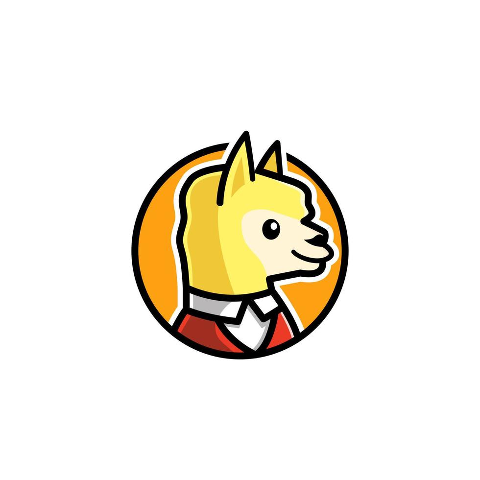 estilo casual alpaca lhama garoto cartoon vector icon logo ilustração.