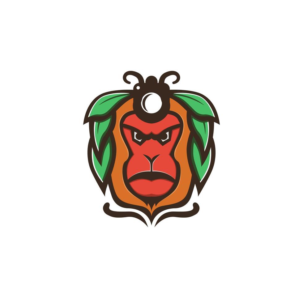 vetor de logotipo de macaco, ilustração de logotipo de animal. macaco de rosto vermelho com câmera na cabeça. fotografia da natureza selvagem
