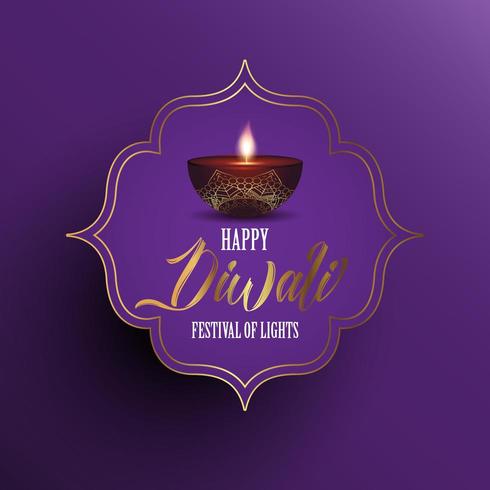 Fundo de Diwali com lâmpada de óleo decorativo vetor