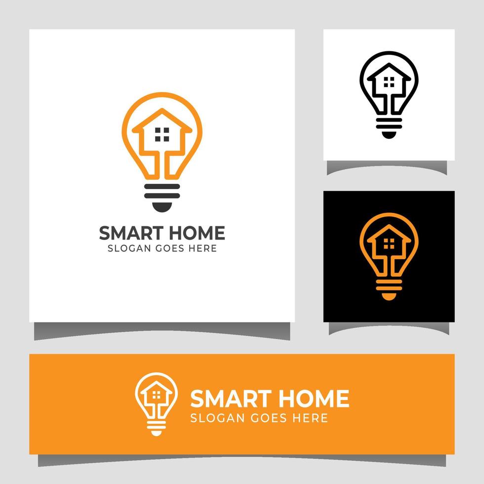 design de logotipo elétrico para casa inteligente estilo arte de linha com design de cartão de identidade vetor