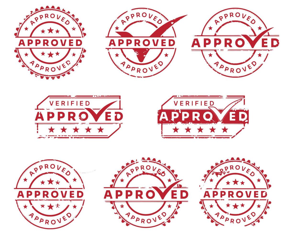 conjunto de selos vetoriais aprovados de várias formas vetor