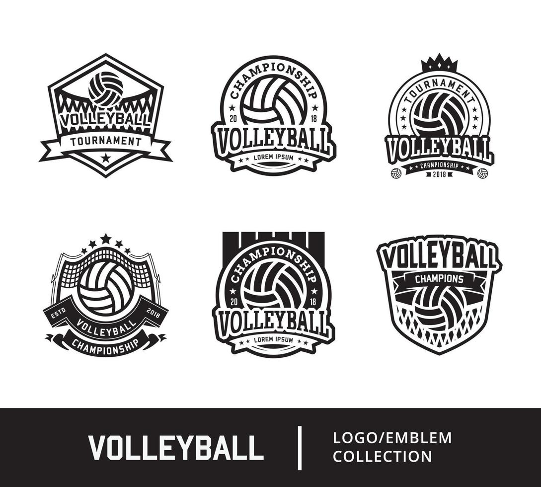 conjunto de design de logotipo de vôlei esportivo vetor