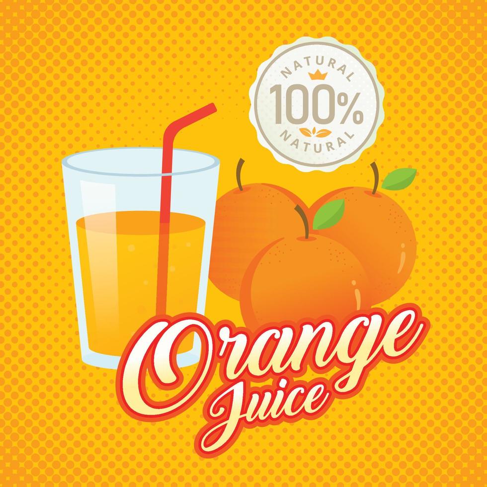 vetor de suco de laranja. design de rótulo laranja vintage. design de pôster laranja retrô. ilustração em vetor vintage suco de laranja fresco