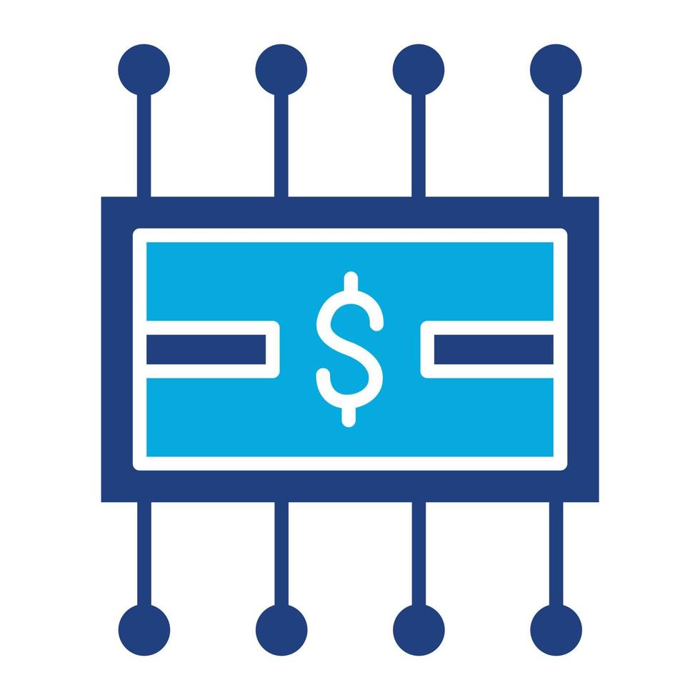 ícone de duas cores de glifo de rede de dinheiro vetor