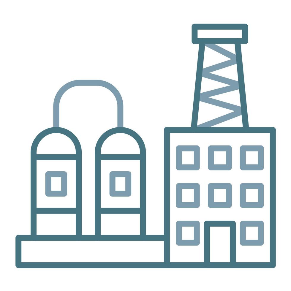 ícone de duas cores de linha de refinaria de petróleo vetor