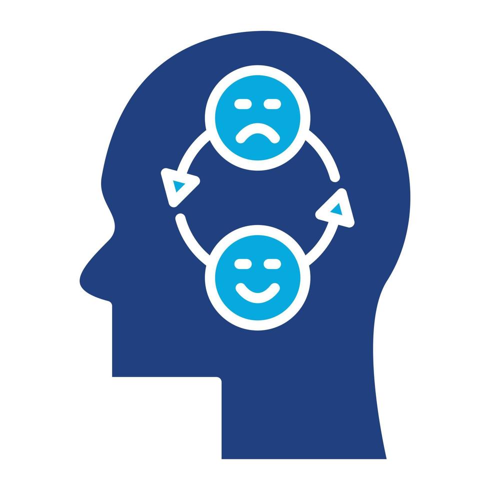 ícone de duas cores de glifo de emoção bipolar vetor