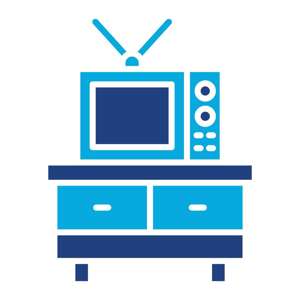 ícone de duas cores de glifo de suporte de tv vetor
