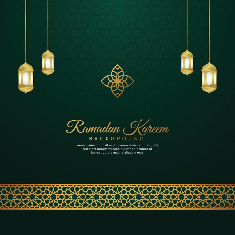 modelo de cartão de saudação de fundo de luxo árabe islâmico com moldura de pincel de ornamento de padrão dourado vetor