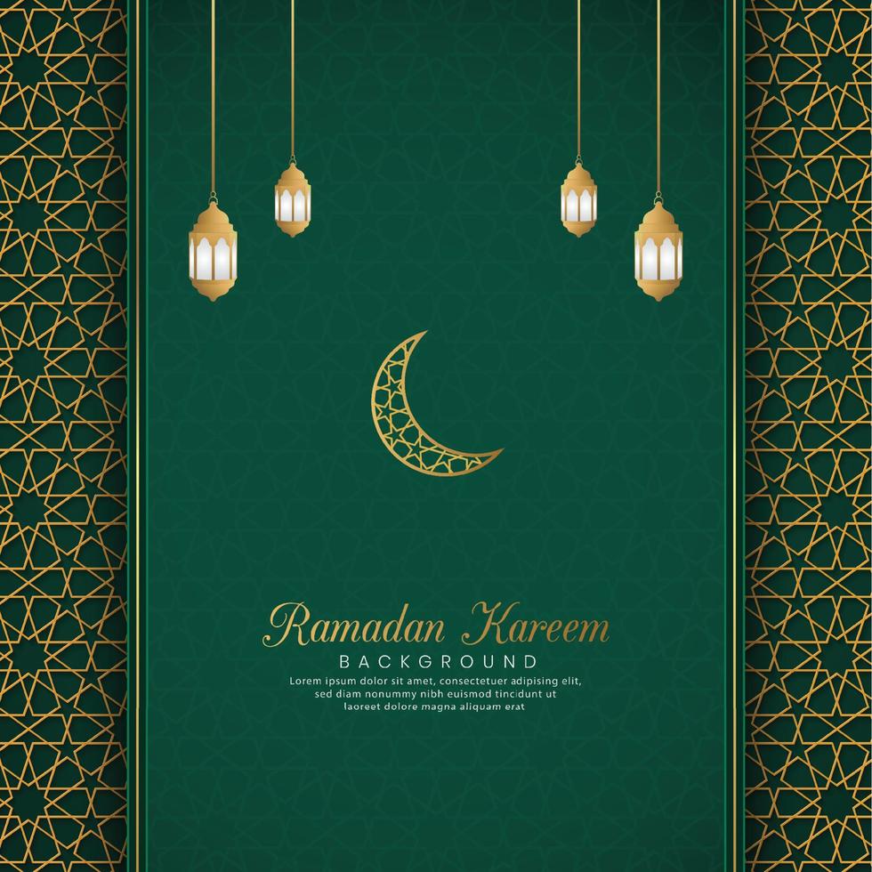 ramadan kareem, fundo de luxo verde árabe islâmico com padrão geométrico e belo ornamento vetor