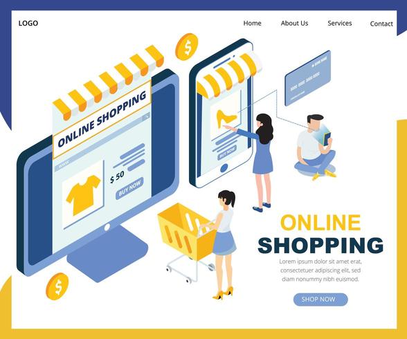 Online Shopping gráfico isométrico vetor