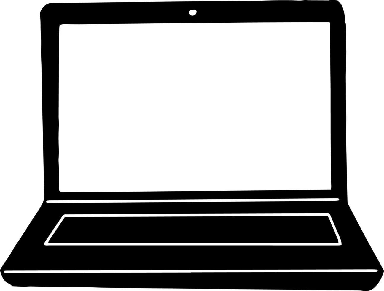 ícone de laptop, adesivo. esboce o estilo de doodle desenhado à mão. , minimalismo, monocromático. eletricista, espaço de tela em branco de tecnologia para texto vetor