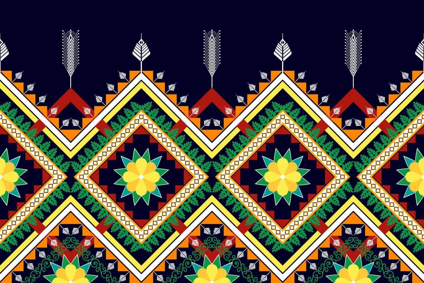 design de padrão sem emenda étnico floral. tecido asteca tapete mandala ornamento chevron têxtil decoração papel de parede. peru tribal índio africano tradicional bordado ilustrações vetoriais fundo vetor