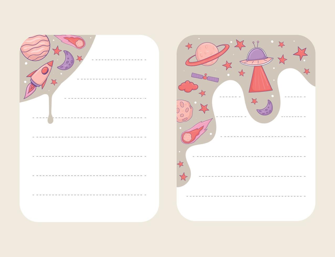 design de notebook com tema de espaço vetor