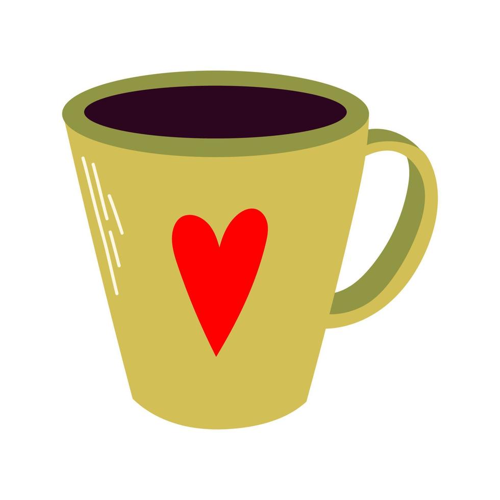 xícara de café com ilustração de coração vetor