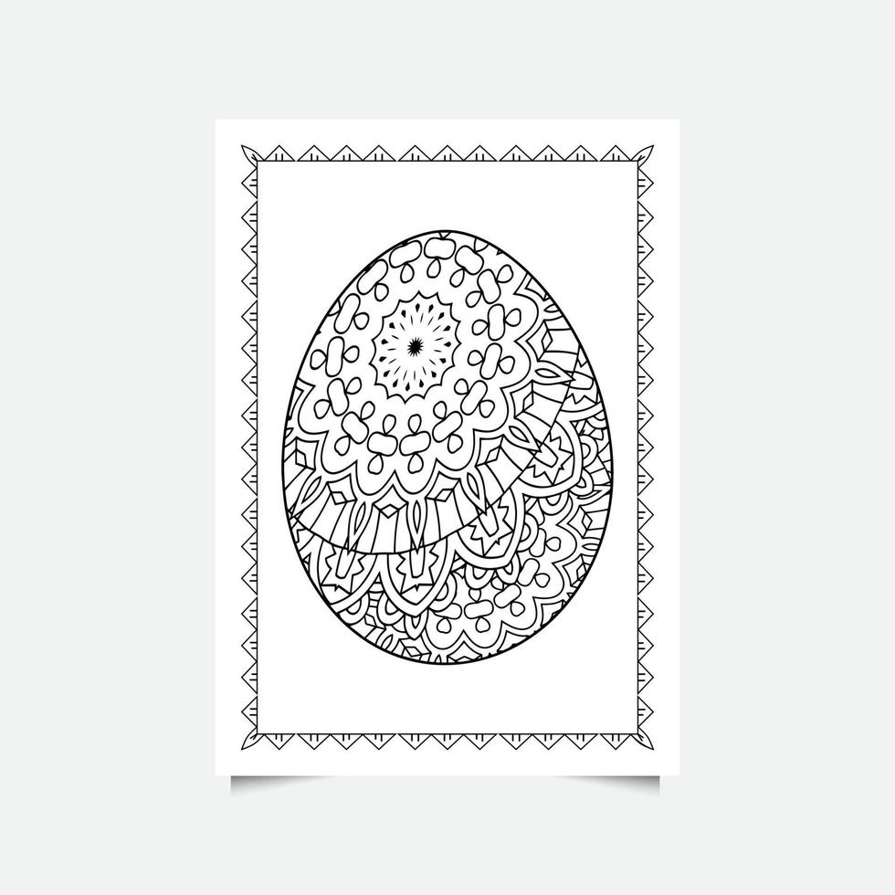 ovo de páscoa floral em fundo branco. página para colorir para crianças e adultos. ilustração vetorial. vetor