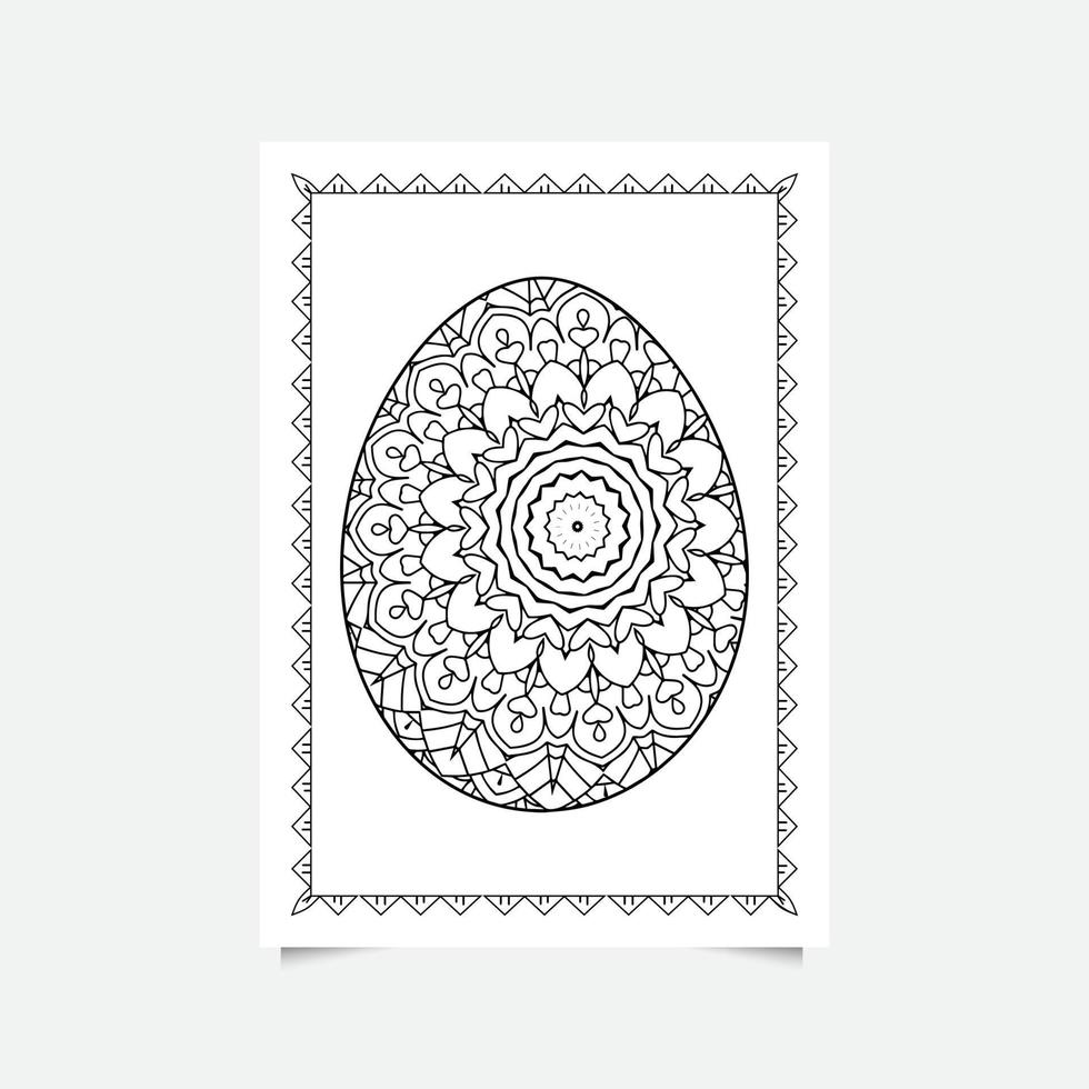 ovo de páscoa floral em fundo branco. página para colorir para crianças e adultos. ilustração vetorial. vetor