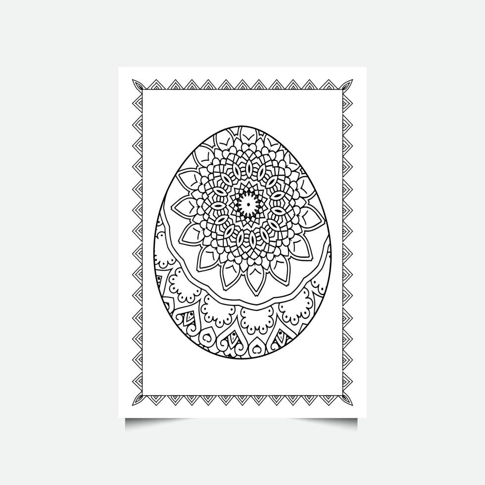 ovo de páscoa floral em fundo branco. página para colorir para crianças e adultos. ilustração vetorial. vetor