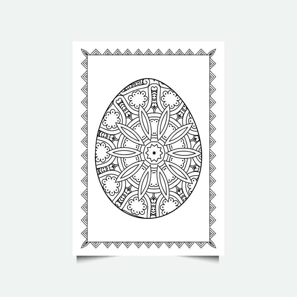 ovo de páscoa floral em fundo branco. página para colorir para crianças e adultos. ilustração vetorial. vetor