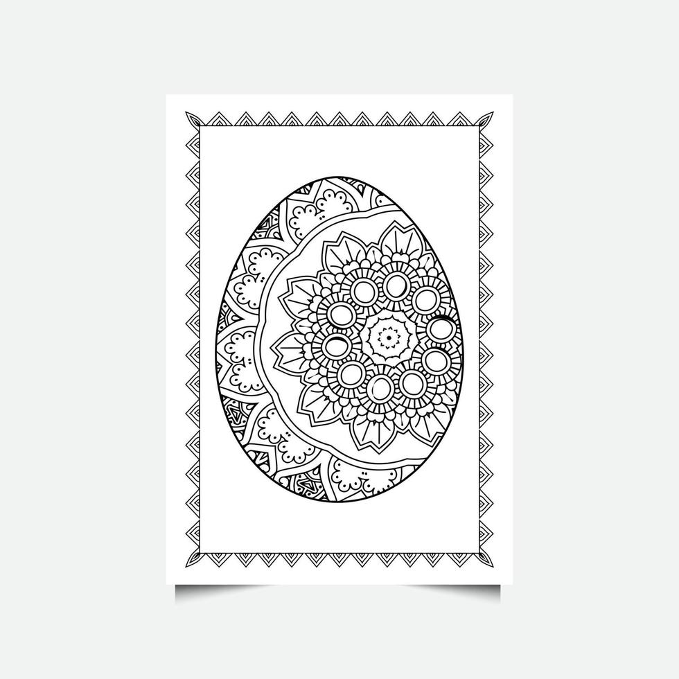 ovo de páscoa floral em fundo branco. página para colorir para crianças e adultos. ilustração vetorial. vetor