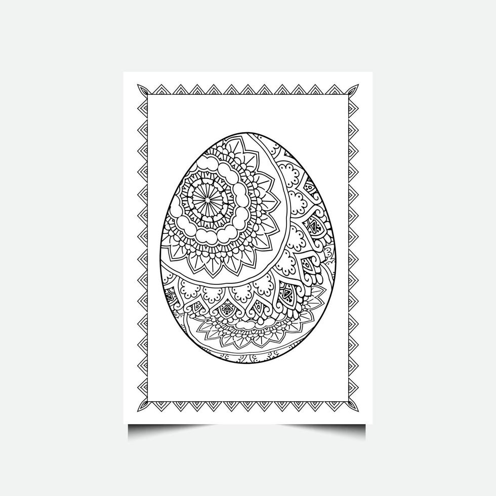 ovo de páscoa floral em fundo branco. página para colorir para crianças e adultos. ilustração vetorial. vetor