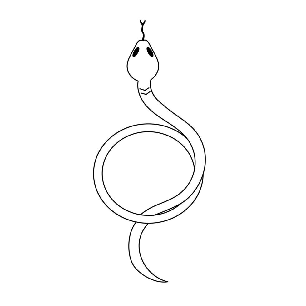 contorno desenho em preto e branco de uma cobra. ilustração vetorial. página para colorir. vetor