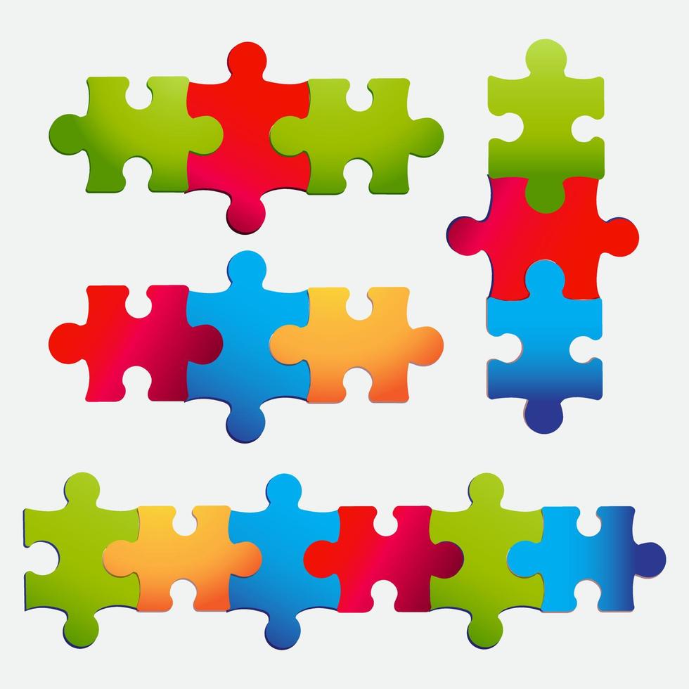 ilustração vetorial de peças de quebra-cabeça coloridas. peças de quebra-cabeça abstratas isoladas em um fundo branco. vetor de ícone de design de quebra-cabeça.