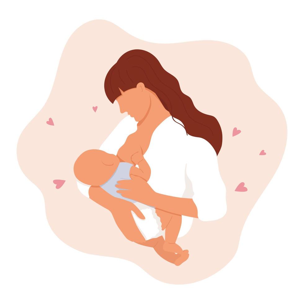 conceito de amamentação. mulher amamentando um recém-nascido. ilustração vetorial vetor