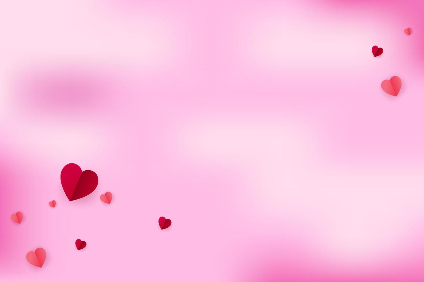 fundo abstrato rosa suave com vetor de papel de amor. ilustração em vetor fundo gradiente rosa. vetor de fundo fofo