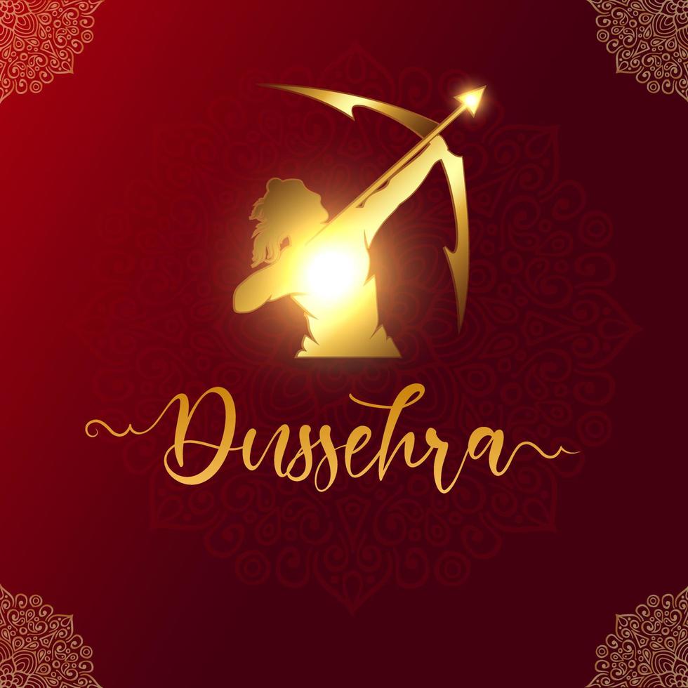 celebração dussehra festival fundo de design com ornamento de mandala e luz cintilante. ilustração em vetor festival dussehra elegante com silhueta do senhor rama.
