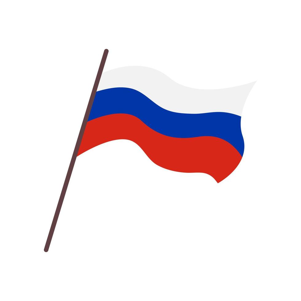 acenando a bandeira da rússia, federação russa. bandeira tricolor russa isolada no fundo branco. ilustração vetorial plana vetor