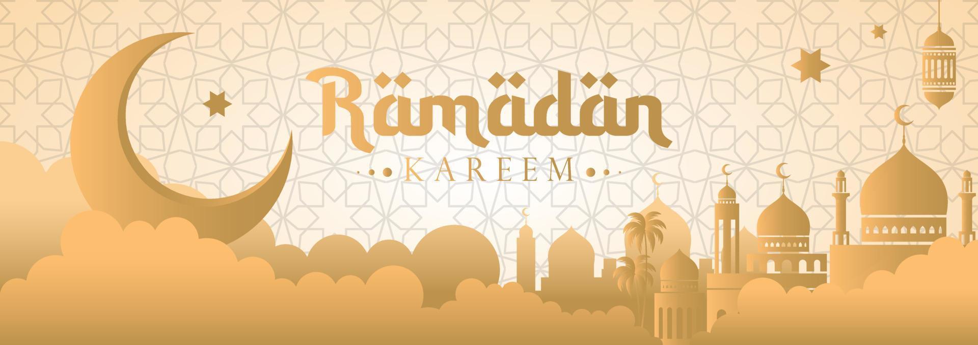 ilustração vetorial de mesquita de modelo de feed de banner do ramadã vetor