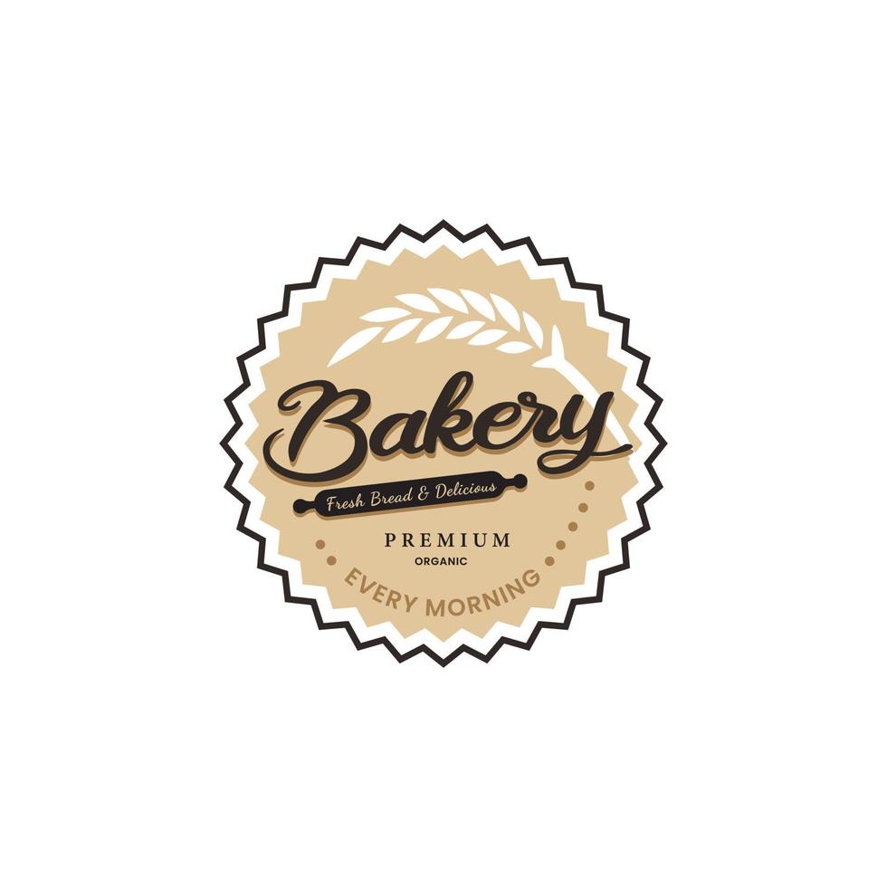 rótulo de estoque de design de logotipo de pastelaria de padaria retrô, modelo de crachá vetor