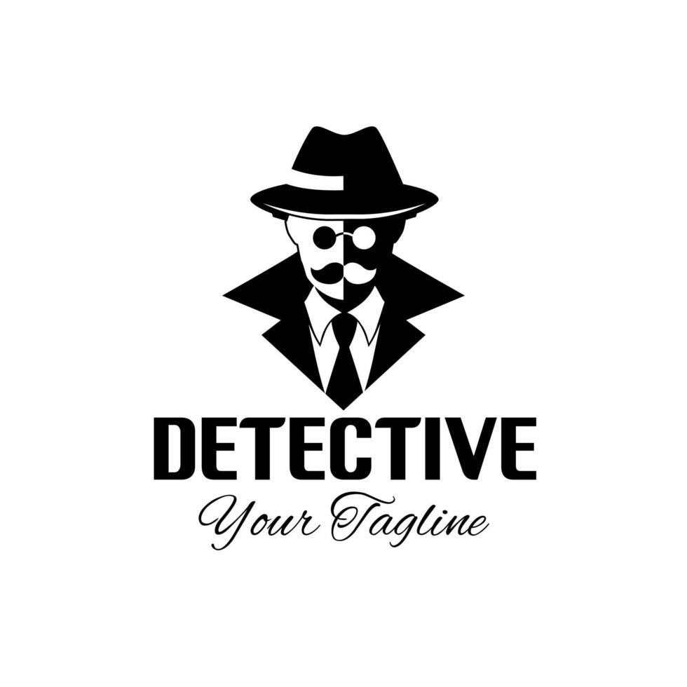 design de logotipo de detetive de óculos masculino com design de ícone de detetive. homem de inspiração de design de detetive vetor