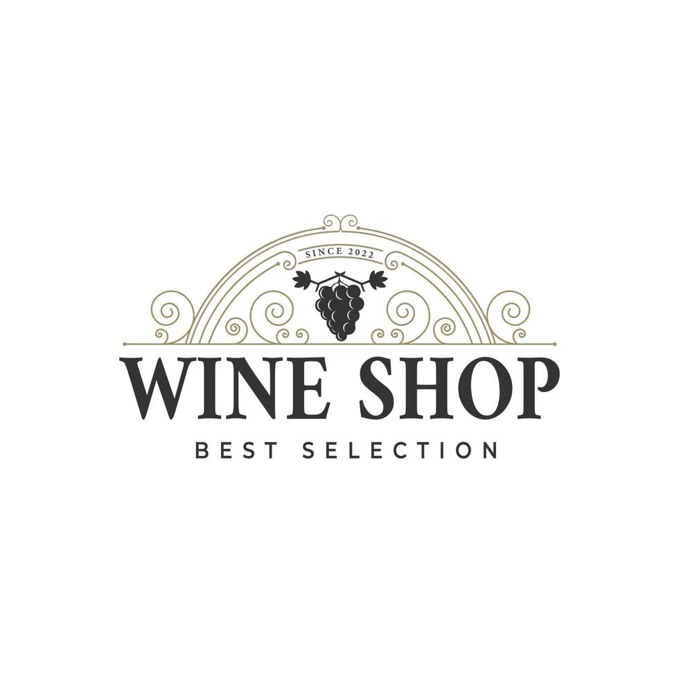 logotipo vintage de rótulo de vinho, ilustração vetorial, design de emblema, loja de vinhos vetor