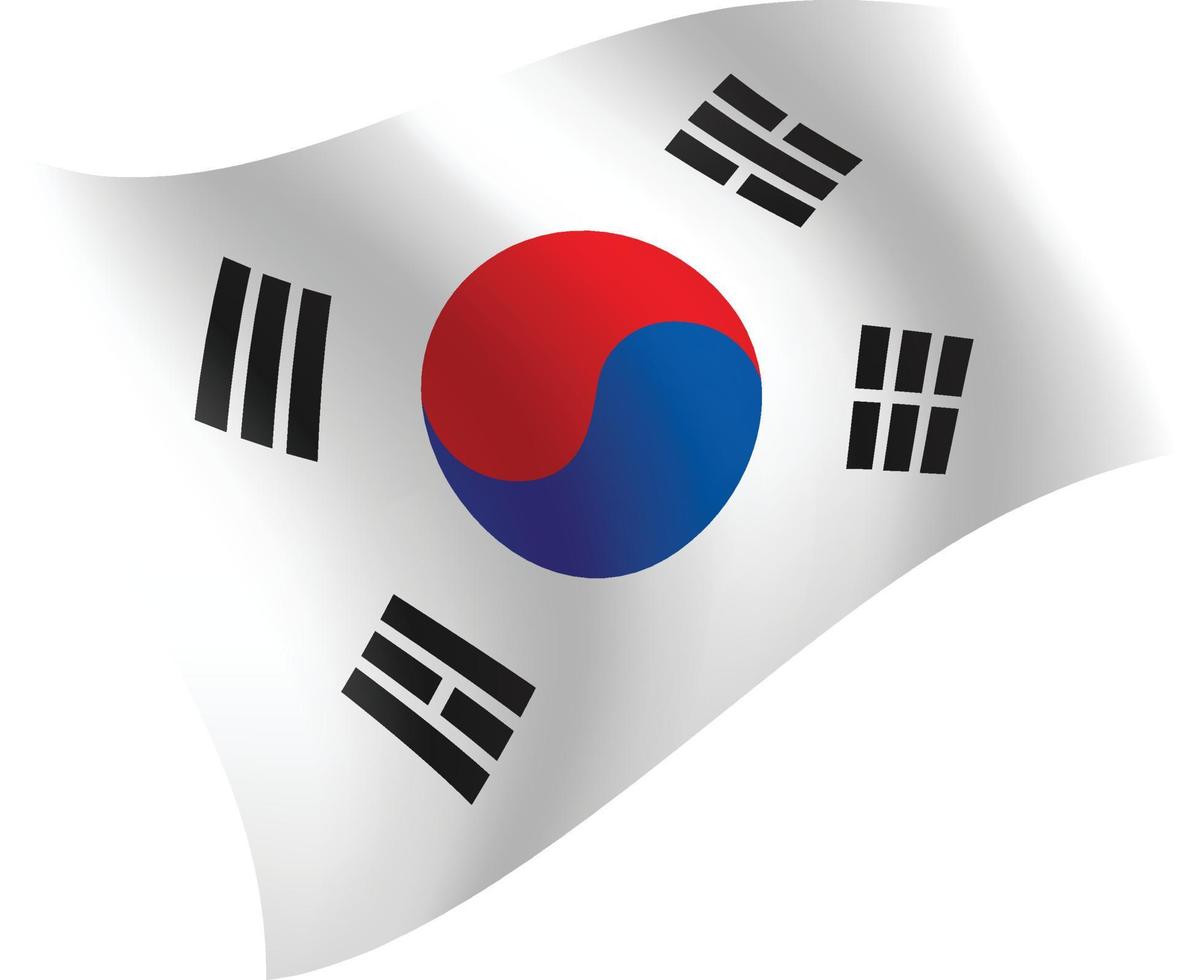 bandeira da coreia do sul acenando ilustração vetorial isolada vetor