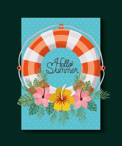 Olá floral cartão de verão vetor