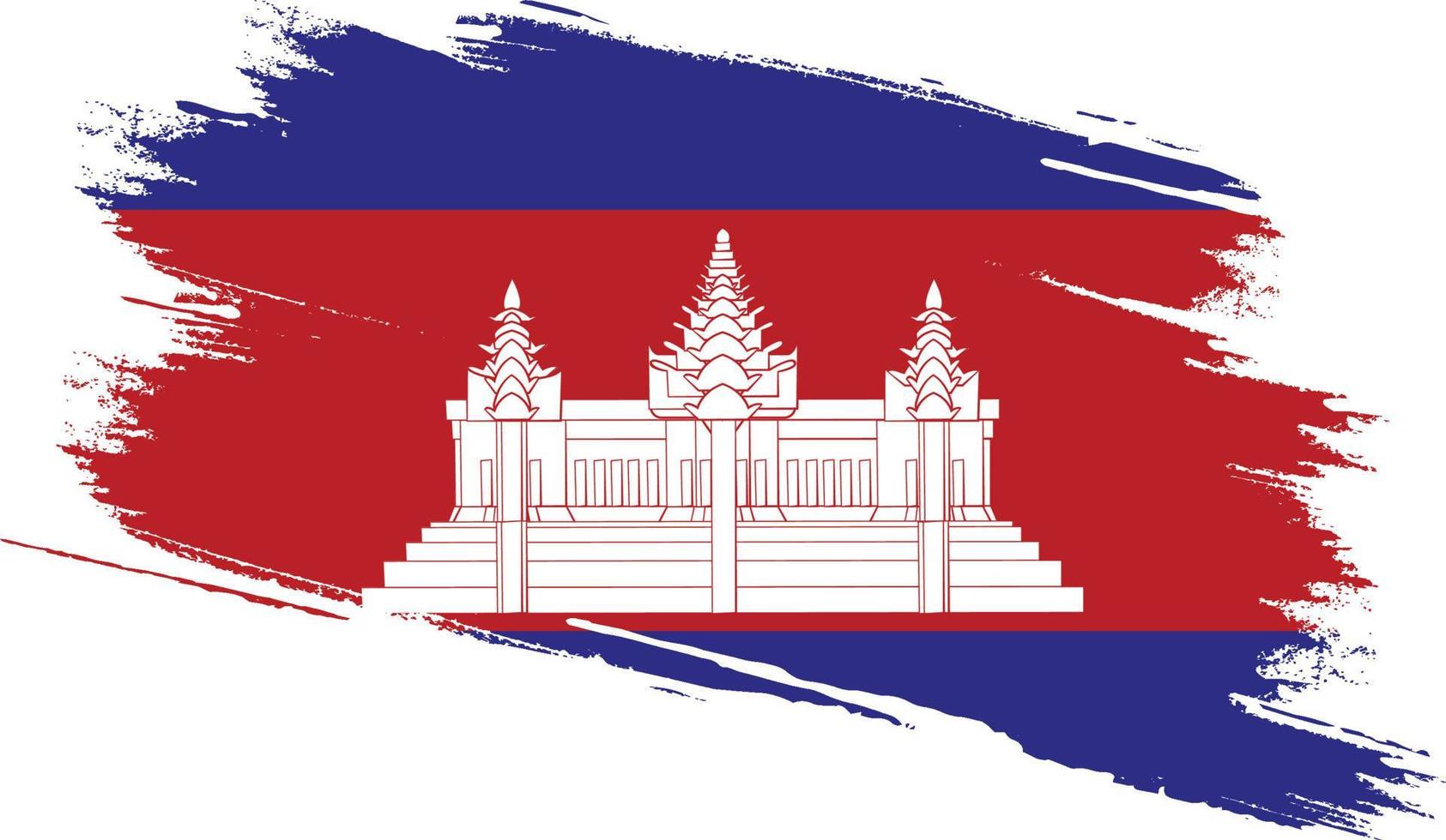 bandeira do camboja com textura grunge vetor